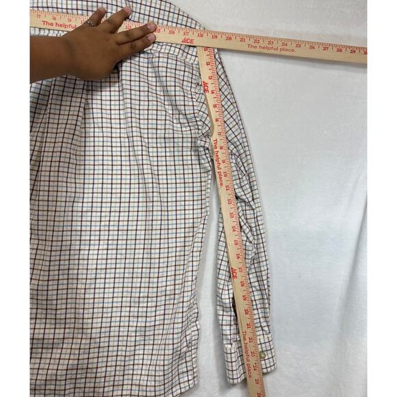 Orvis M White Check Button Down Shirt Woven Cotton Casual‎ Formal Wedding Guest - Picture 6 of 8